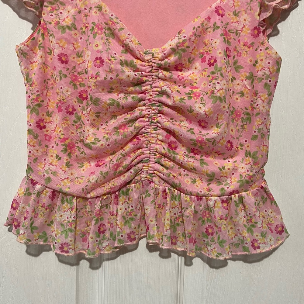 💗 Mixed Threads by Los Angeles - Woman’s Floral‎ Cropped Blouse - Picture 3 of 7